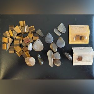 Lot of Tiger Eye &  Agate Cabochons, Beads. From Private Gem Collection, Genuine